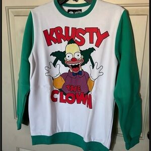 Cakeworthy Krusty the Clown Men's Crewneck Sweater - Green and White M new